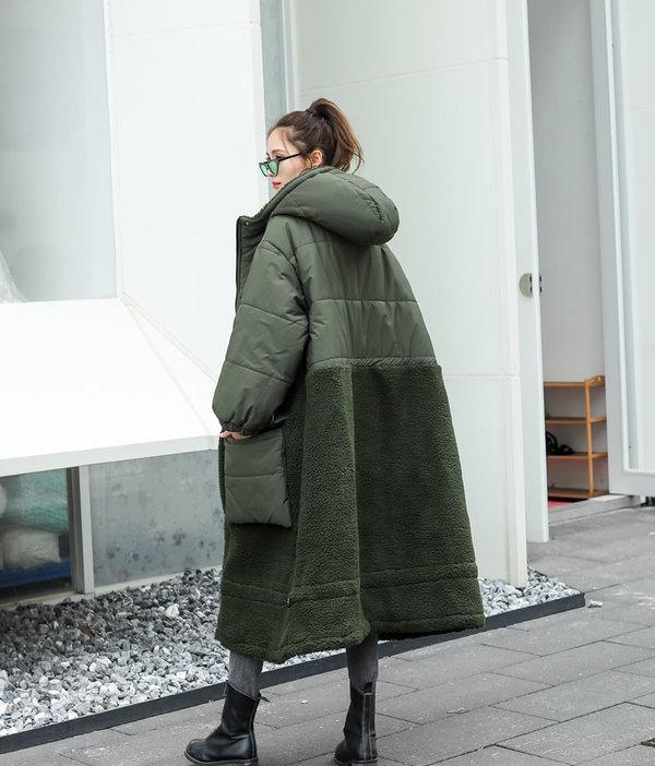 Winter New Fashion Hooded Collar Splicing Pockets Keep Warm Parka Women Coat - Omychic