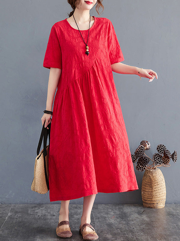 Summer Cotton Blend Solid Color Irregular Dress