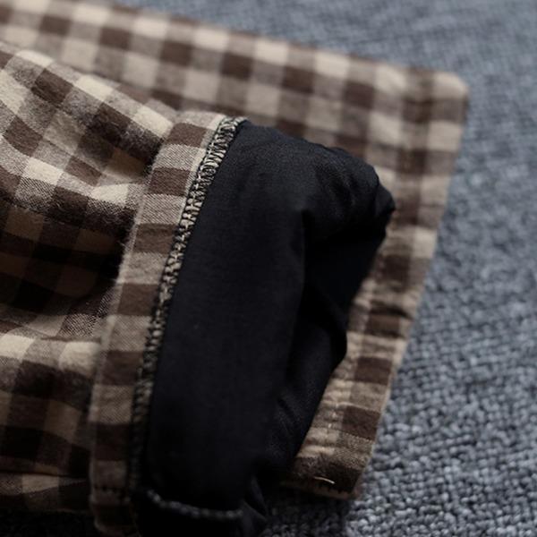 Retro Lapel Plaid Pockets Thick Cotton Jacket 2020 New Loose Simple Comfortable Women Long Coat - Omychic