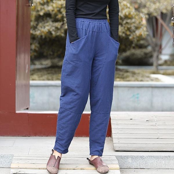 Winter Leisure Elastic Waist Harem Pants 2020 New Cotton Linen Comfortable Pants - Omychic