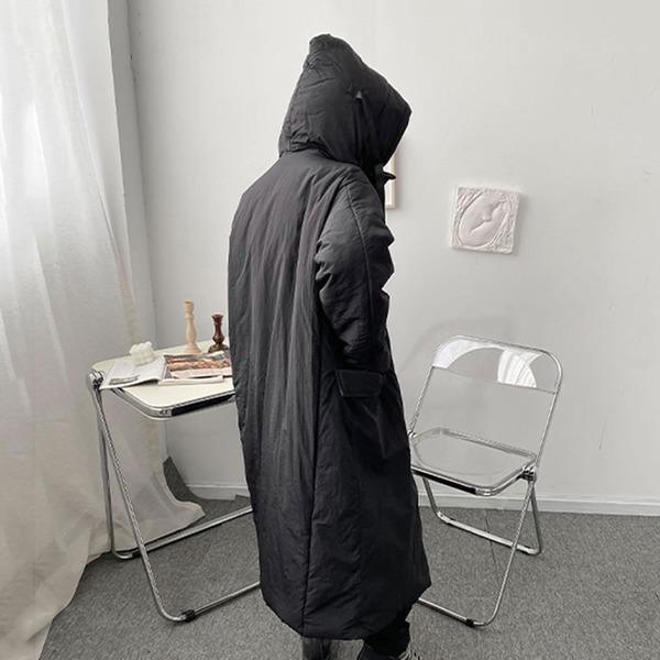 Women Winter Fashion New Black Loose Hooded Collar Simplicity Pocket Parka Coat - Omychic
