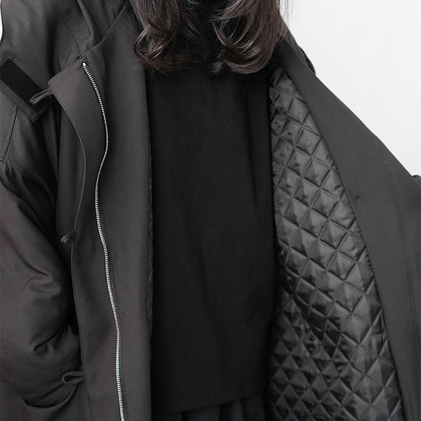 Winter The New Black Hooded Collar Loose Side Slit Keep Warm Coat Fashion All-match - Omychic