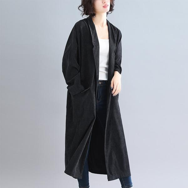 Anteef plus size solid vintage open stitch women casual loose long autumn winter female trench coat - Omychic