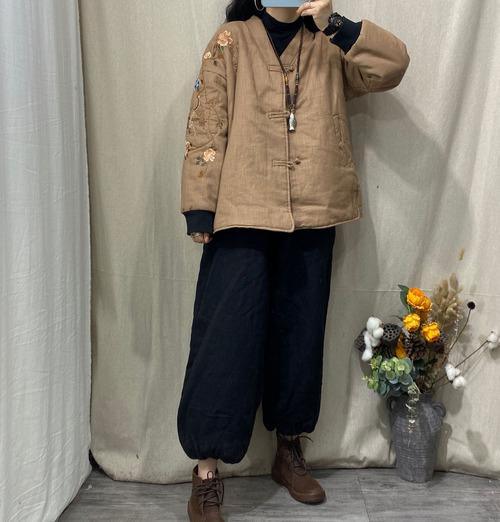 Women Loose Winter Embroidered Padded Coat Parkas Ladies Vintage Short Coat Outerwear Female 2020 Coat Tops - Omychic