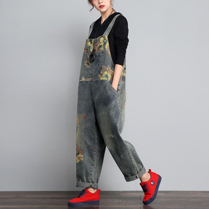 Loose Retro Printing Thin Jumpsuit Summer