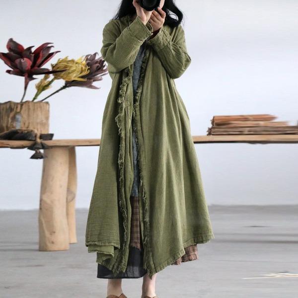 Loose Windbreaker 2020 Autumn 3Colour Plus Size Women Clothes Torn edges Trench Coat - Omychic