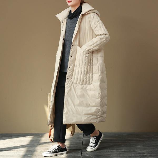 Warm Hooded Single Breasted Pockets 2021 New Pockets Warm Thick Korean Style Down Coats - Omychic