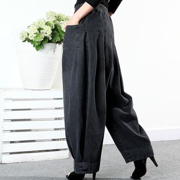 Loose Pants Women Casual Harem Pants Winter The New Fashion Solid Color Elastic Waist Pleated Aimplicity All-nmatch - Omychic