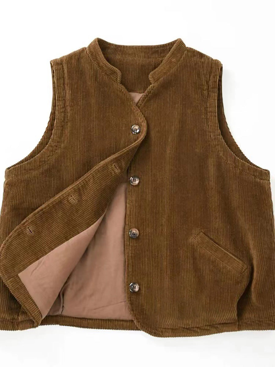 Vintage Loose Casual Cotton Corduroy Padded Vest