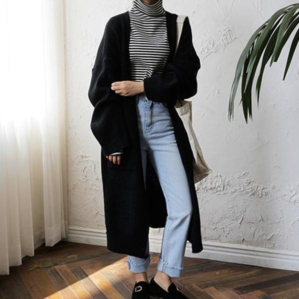 2020 Fashion Harajuku Loose Knit Sweater Women Casual Black Oversized Jacket Coat Autumn - Omychic