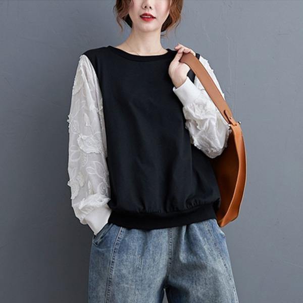 Women Casual Sweatshirt New Arrival 2020 Autumn Korean Simple Style O-neck Patchwork  Tops Pullovers - Omychic