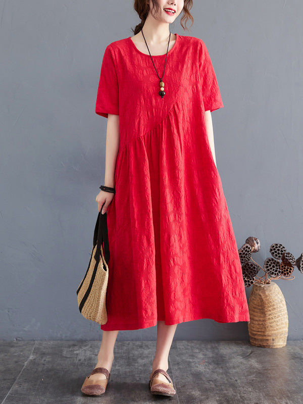 Summer Cotton Blend Solid Color Irregular Dress