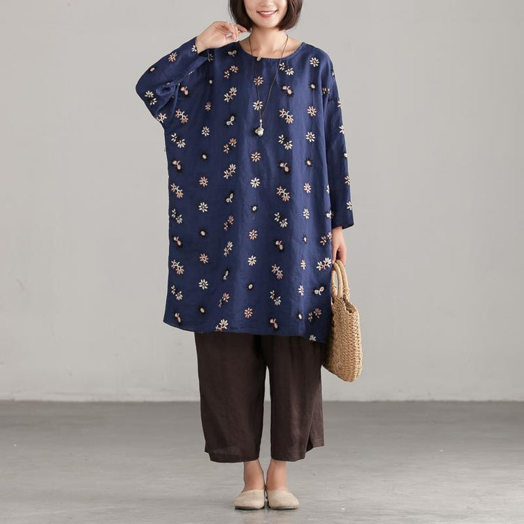 Embroidery Long Sleeve Loose Casual Women Blouse - Omychic