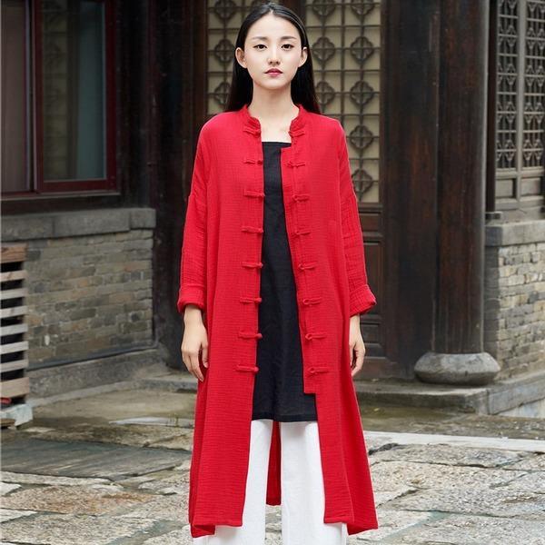 2020 Autumn New Cotton Linen Long Sleeve Quality Loose Women Coat - Omychic