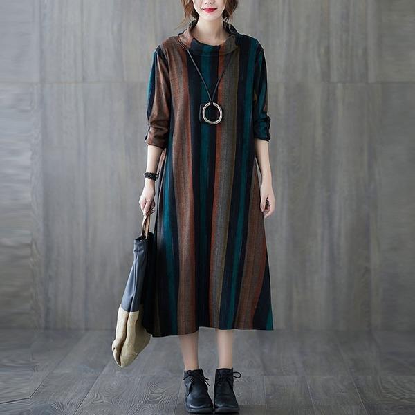 Plus Size Women Casual Long Dress New 2020 Thick Warm Dresses - Omychic
