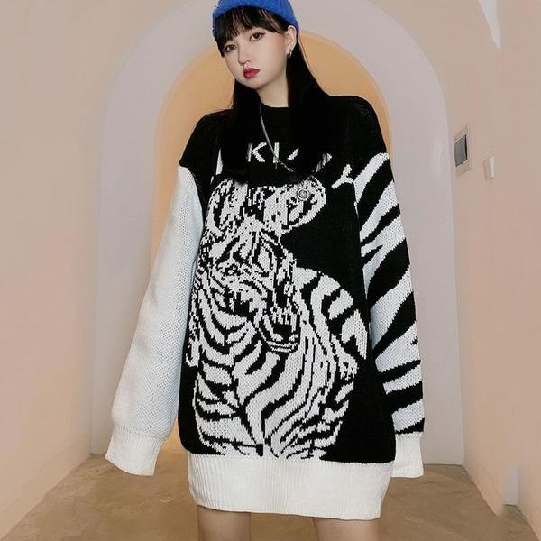 Letter Print Pattern Knitted Sweater Fashion New Style Temperament All Match Women Clothes - Omychic
