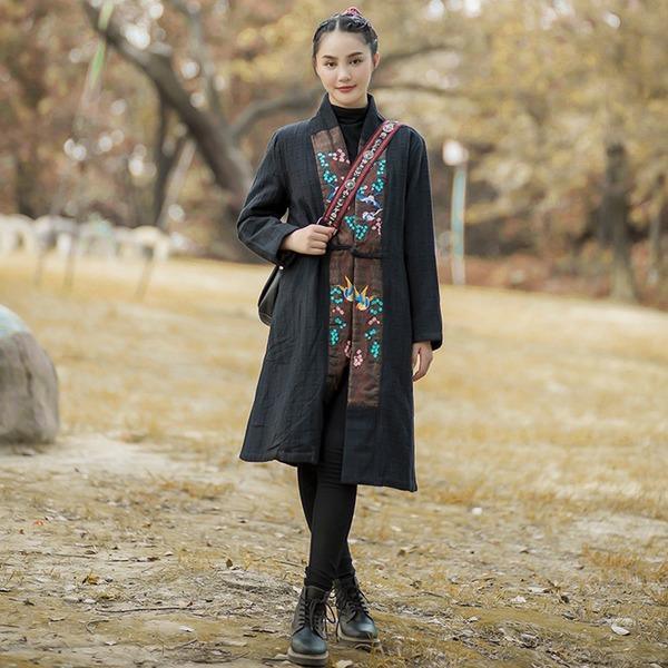 2020 Autumn Winter New Cotton Linen Women Patchwork Parkas Coats - Omychic