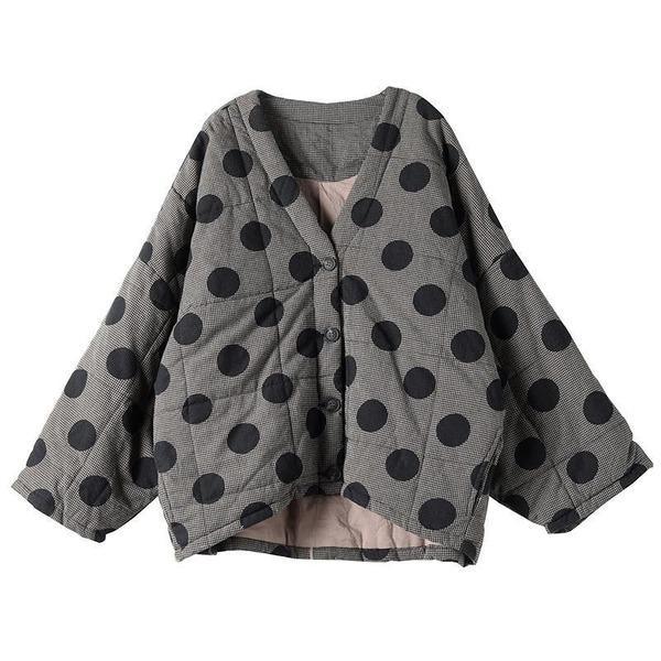 V-Neck Bat Sleeve Warm Coats 2020 Autumn New Button Loose Female Clothes Casual Parkas Coats - Omychic