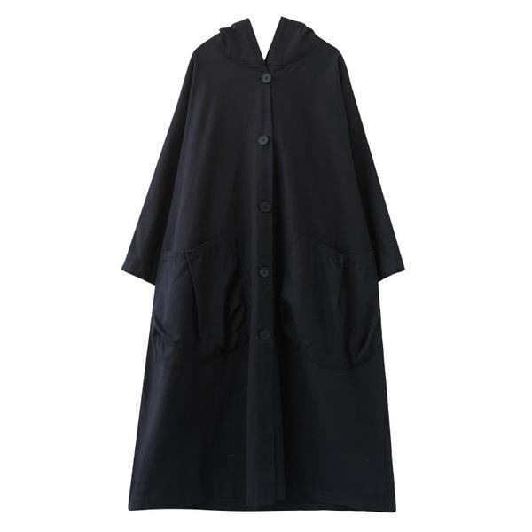 cotton plus size Oversized hooded casual loose long autumn spring trench coat - Omychic