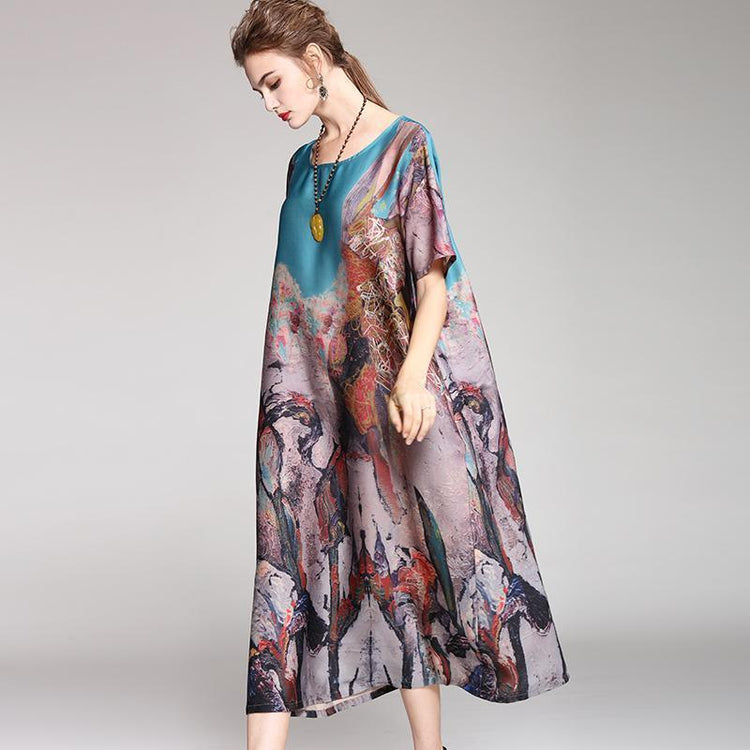 Elegant Lady Print Loose Summer Dress - Omychic