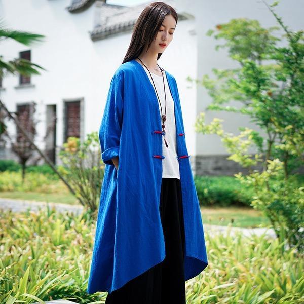 Retro Irregular Solid Color Plus Size Cardigan Coats 2020 New  Women Windswear Coat - Omychic