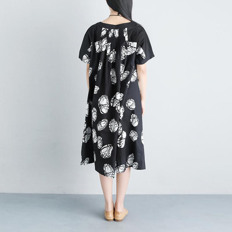 Casual Pockets Summer Short Sleeve Black Dress - Omychic