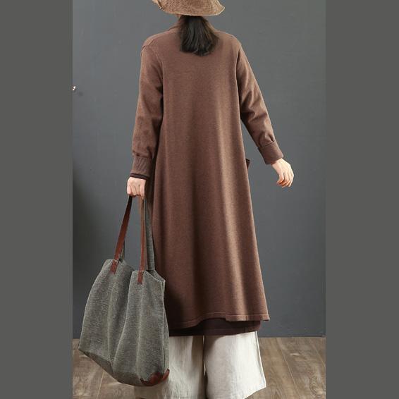 Aesthetic chocolate sweater coat fall fashion winter pockets knit outwear - Omychic