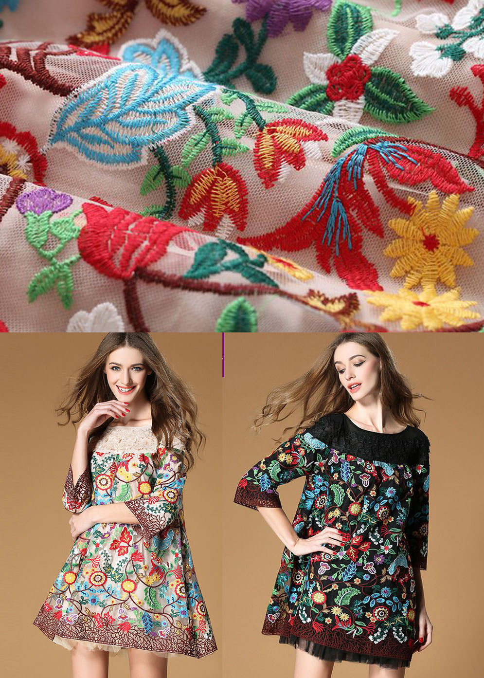 Apricot Patchwork Organza Short Dresses Embroidered Bracelet Sleeve