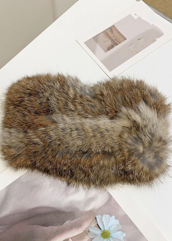 Art Beige Fuzzy Fur Fluffy Leather And Fur Hat