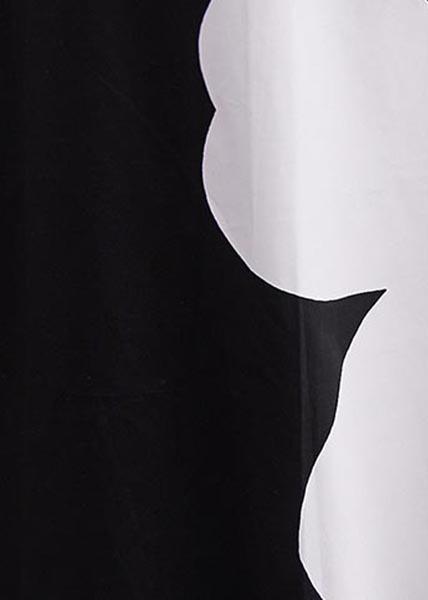 Art Black Floral asymmetrical design Maxi Summer Cotton Dress - Omychic
