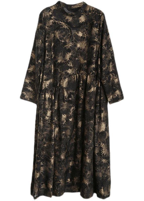 Art Black Print Asymmetrical Design Fall Vacation Dresses - Omychic