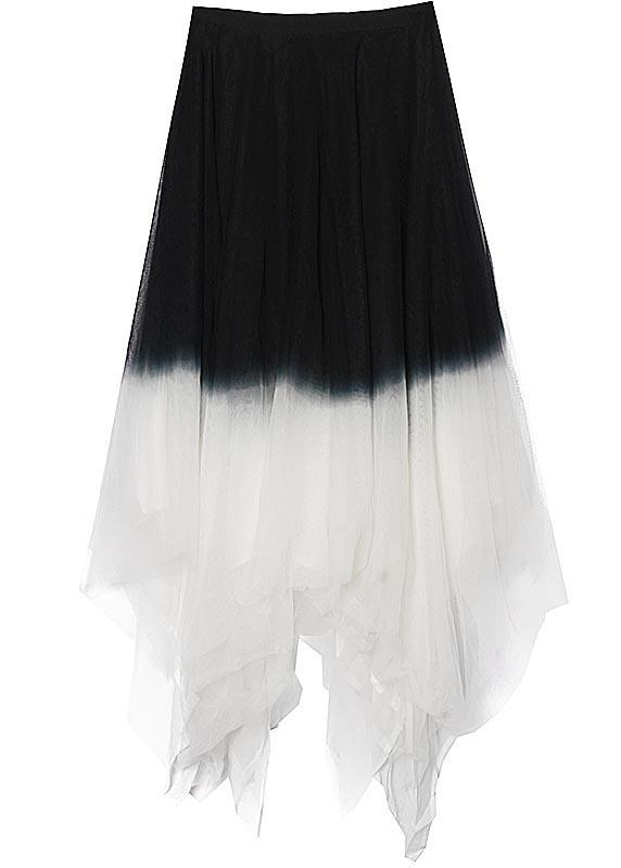 Art Black White Color block tulle Patchwork Skirts Summer - Omychic