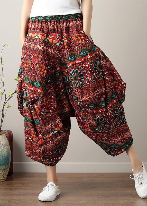 Art Black White Print Wide Leg Cotton Linen Pants Summer - Omychic