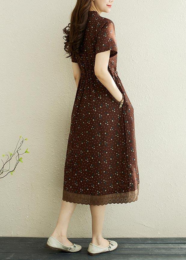 Art Chocolate Print Patchwork Vacation Summer Cotton Dress ( Limited Stock) - Omychic