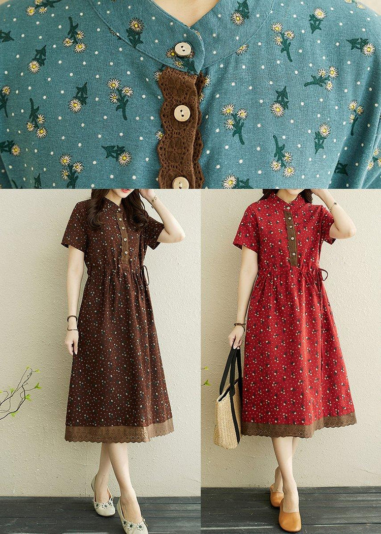 Art Chocolate Print Patchwork Vacation Summer Cotton Dress ( Limited Stock) - Omychic