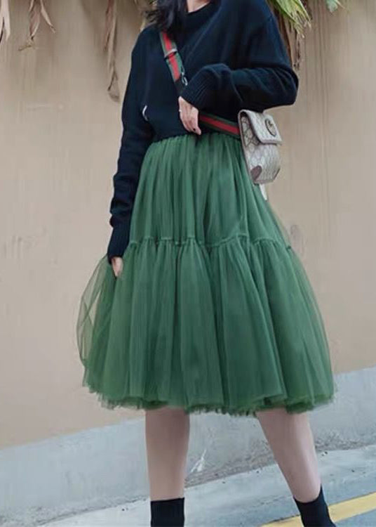 Art Dull Green Exra Large Hem Tulle Holiday Skirts Summer