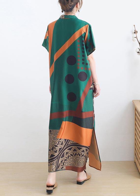 Art Print Pockets Ankle Dress Summer Chiffon Dress - Omychic