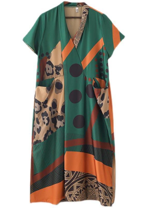 Art Print Pockets Ankle Dress Summer Chiffon Dress - Omychic