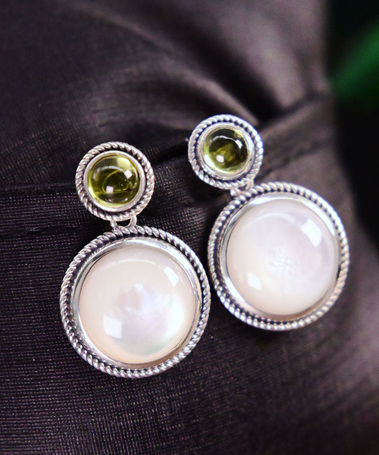 Art Green Sterling Silver Overgild Crystal Shell Drop Earrings