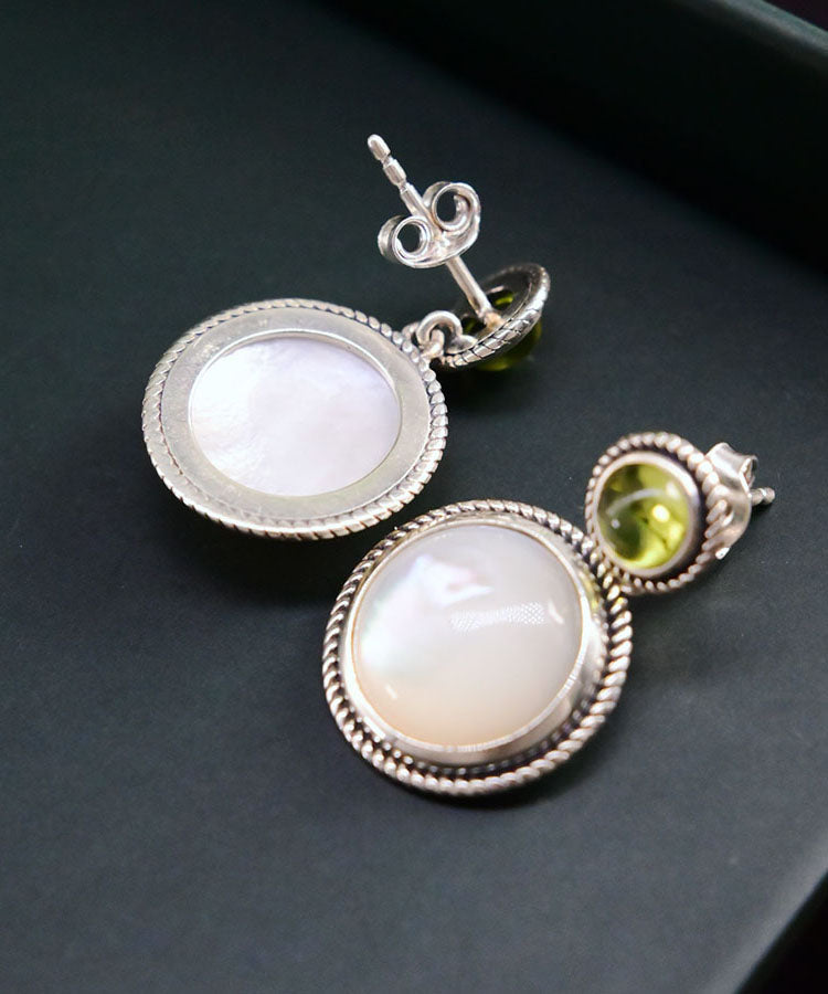 Art Green Sterling Silver Overgild Crystal Shell Drop Earrings