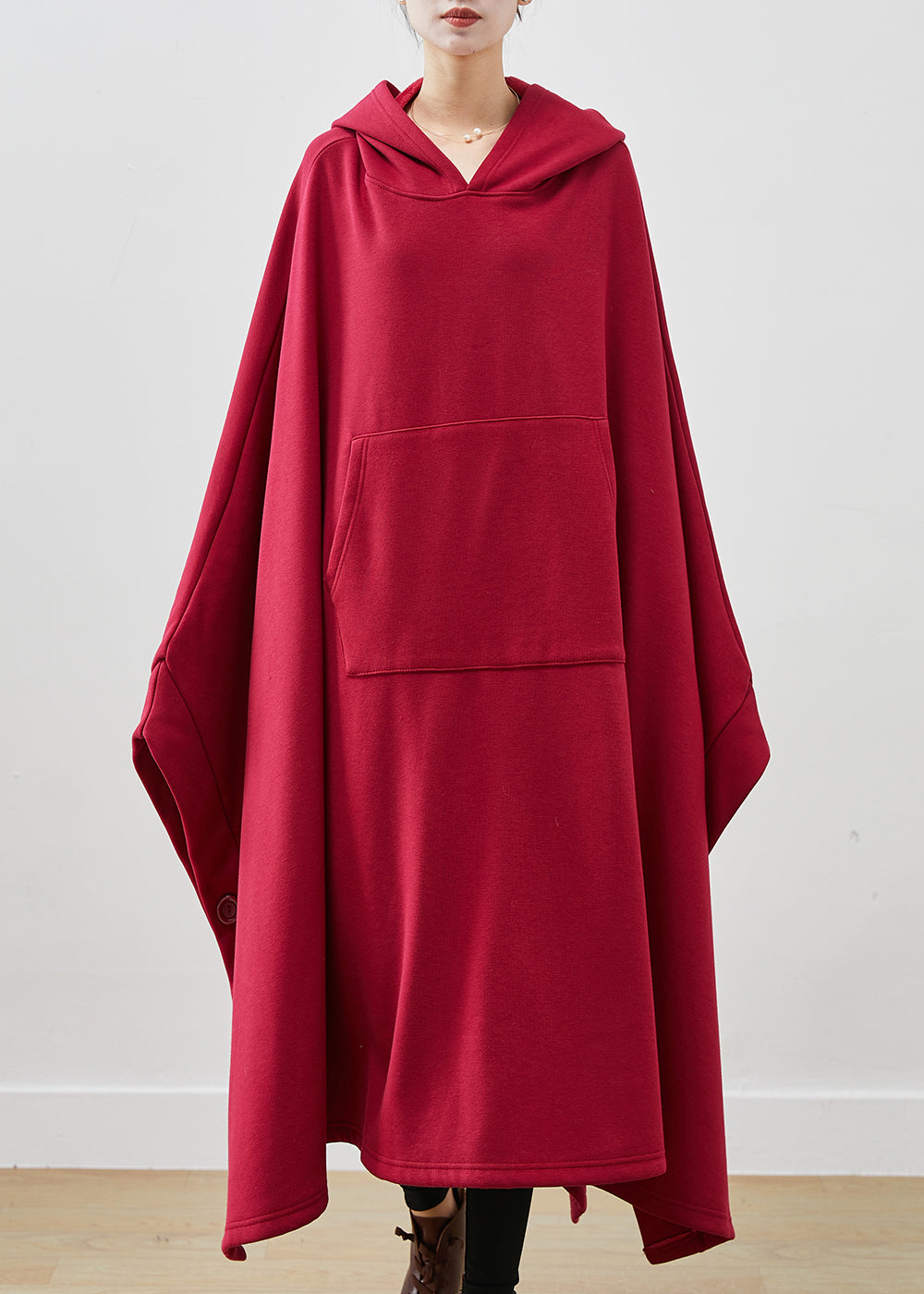 Art Mulberry Asymmetrical Oversized Cotton Sweatshirts Dress Winter