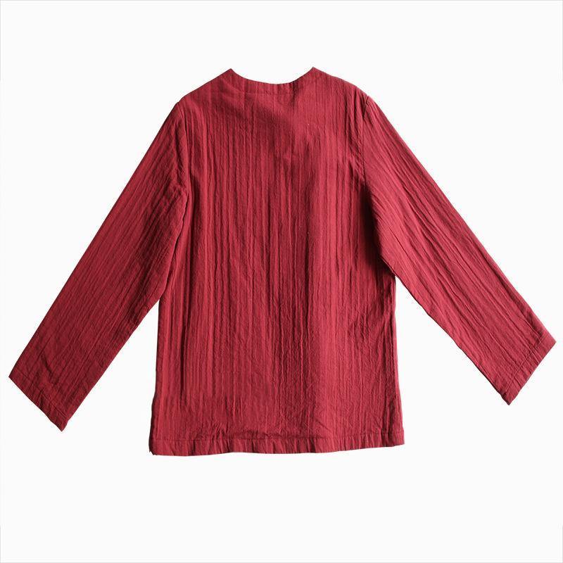 Art cotton Tunic top quality Women Chinese Style Cotton burgundy Frog Spring Coat Shirt - Omychic