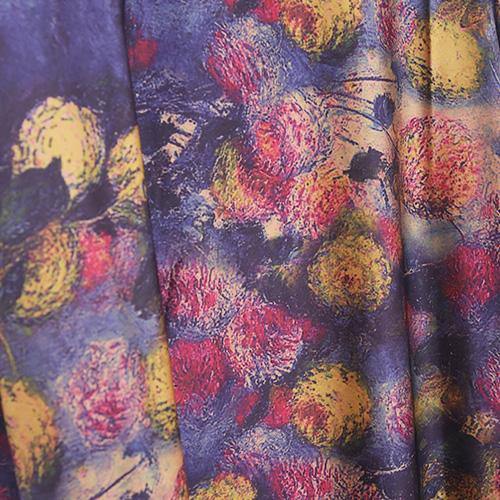 Art cotton blended dresses stylish O neck baggy dress Fabrics floral Dresses - Omychic