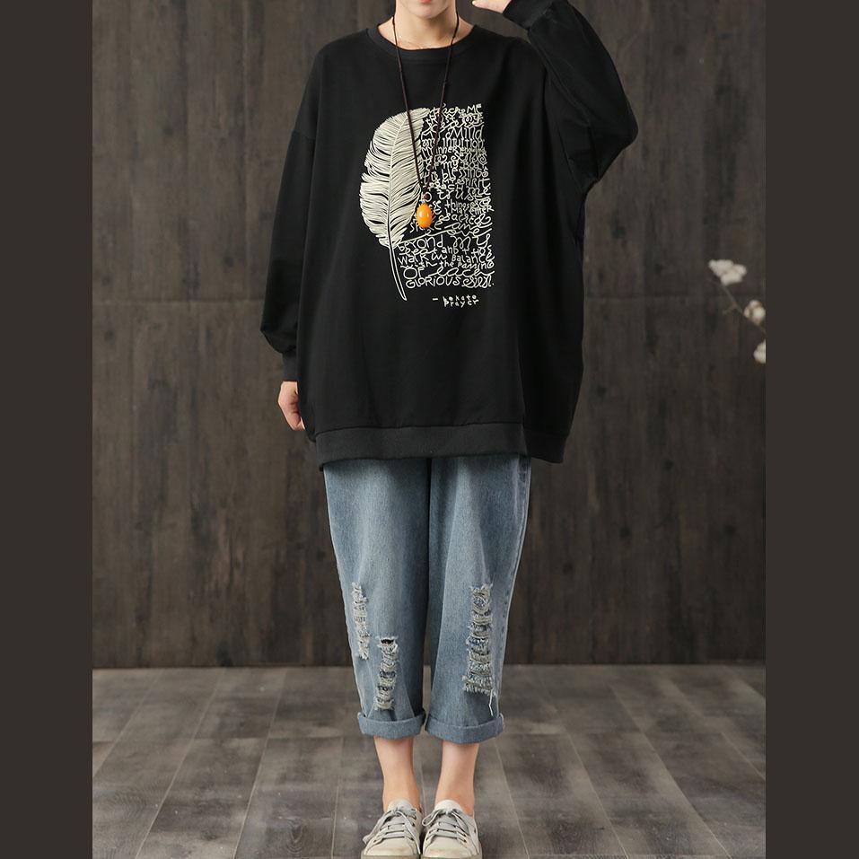 Art prints cotton linen tops women Tutorials black blouse fall - Omychic