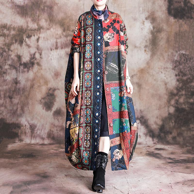 Art thick Plus Size prints outwear patchwork cotton women coats - Omychic