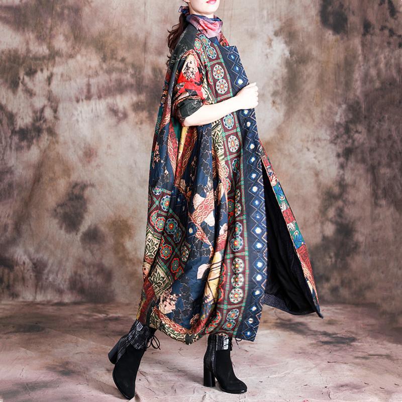 Art thick Plus Size prints outwear patchwork cotton women coats - Omychic