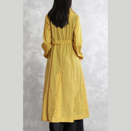 Art tie waist cotton outfit Pakistani Cotton yellow maxi coats spring - Omychic