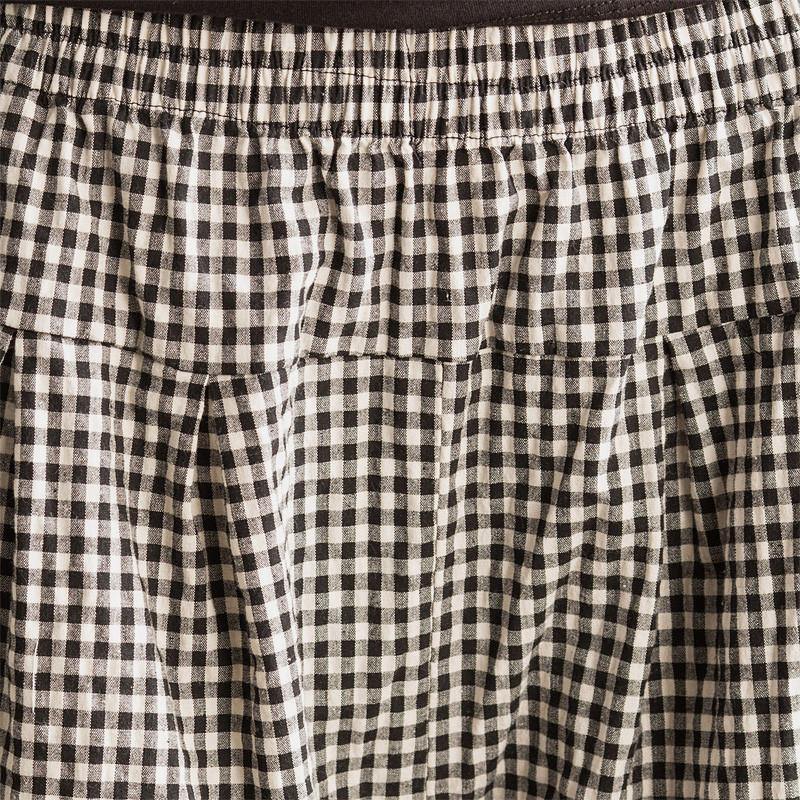 Art Causel Black White Grid Wide-legged Pants Linen Causel Women Clothes - Omychic