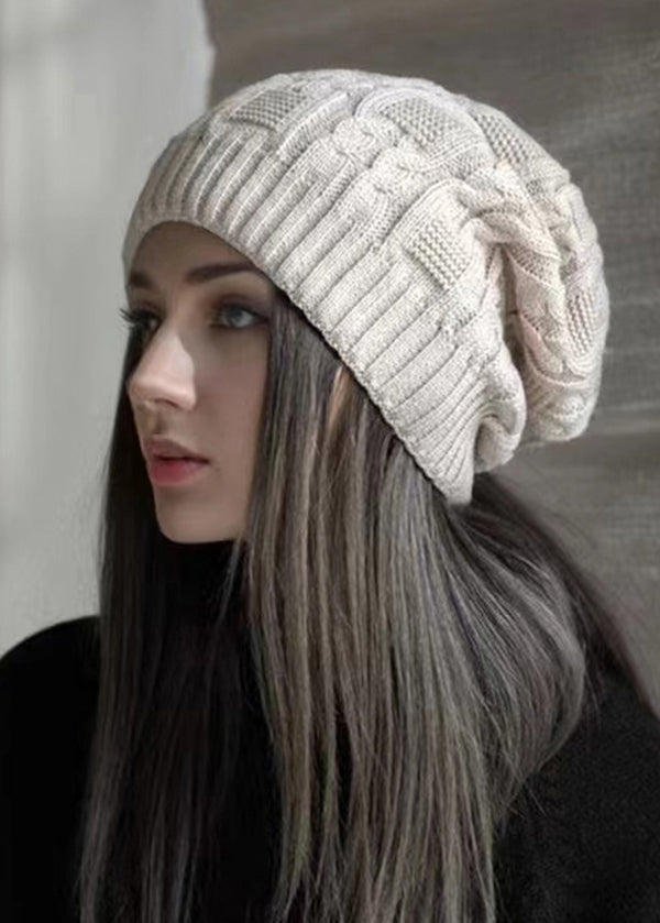 Autumn And Winter Beige Warm Knit Bonnie Hat