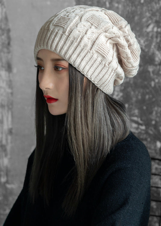 Autumn And Winter Beige Warm Knit Bonnie Hat